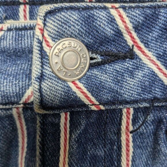 Pacsun Los Angeles Skirt Women Size 23 Mini Striped Pinstripe Red White & Blue - Picture 6 of 8
